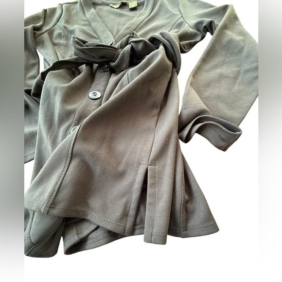 Eddie Bauer Women’s Black Buttoned V Neck Tie Waist Cardigan Size Medium - Picture 6 of 6